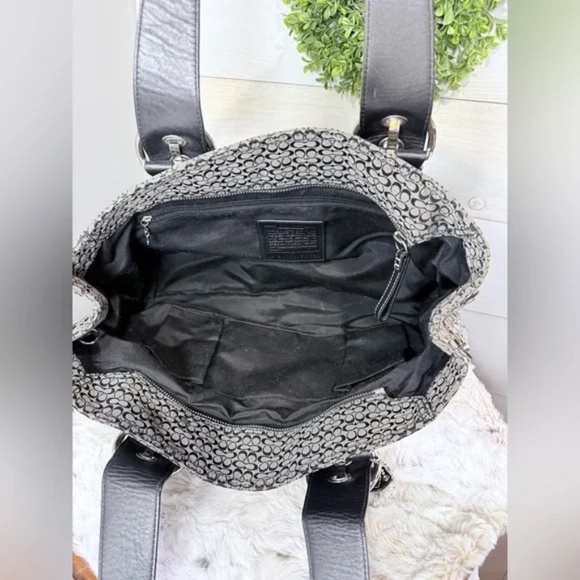 Coach SoHo Signature Micro C Black and Gray Satchel Tote - Picture 9 of 14